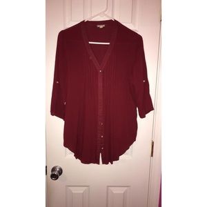 Maroon button down blouse